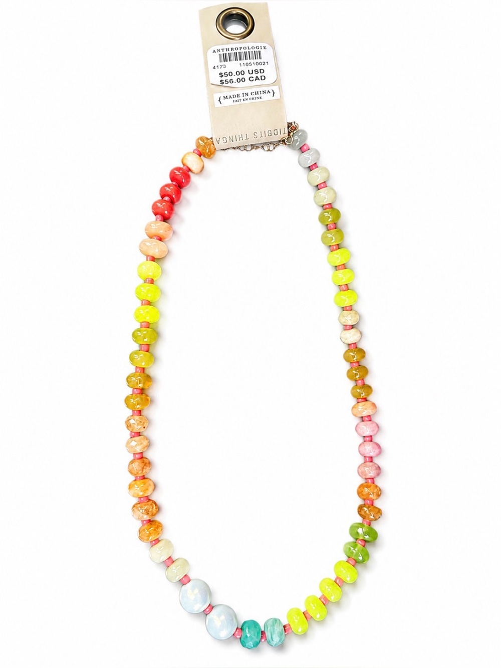 Anthropologie Rainbow Stone Necklace